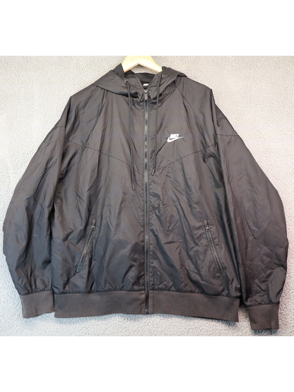Nike Men Large Hooded Zip Black Windbreaker AR2191-010 Gorp
